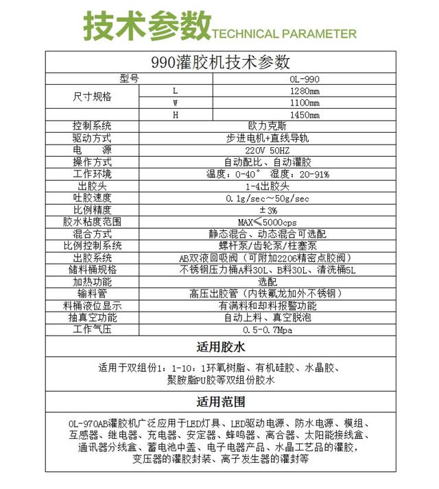 灌膠機參數(shù)